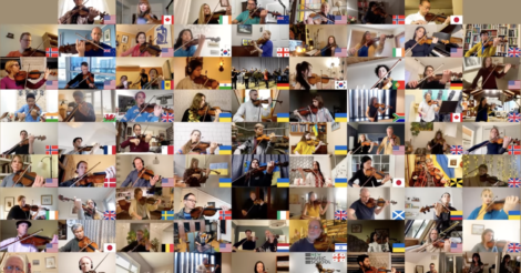94 музиканти з 29 країн виконали українську народну пісню «Вербовая дощечка»